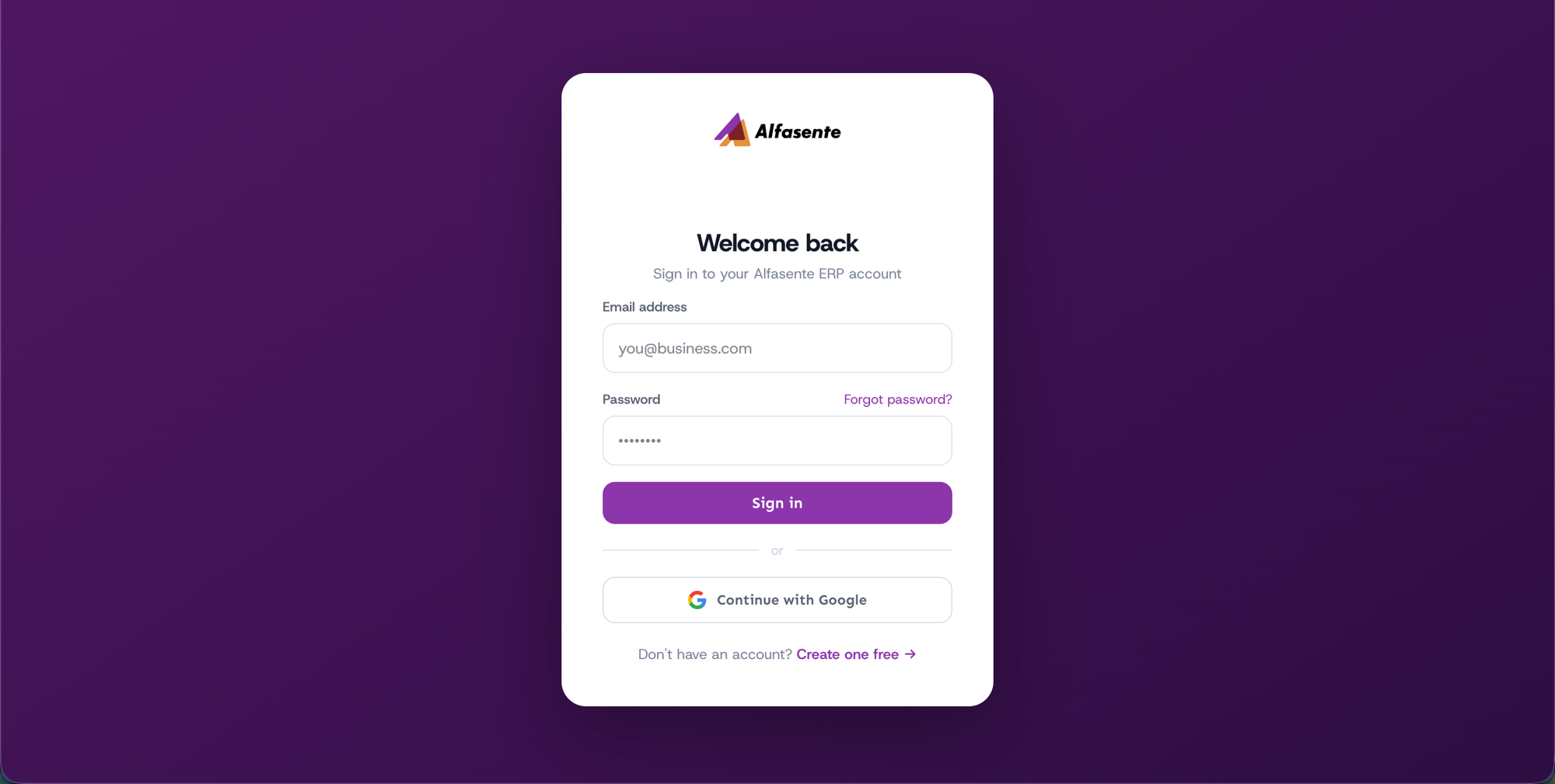 The sign-in screen