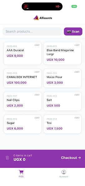 The mobile POS product grid