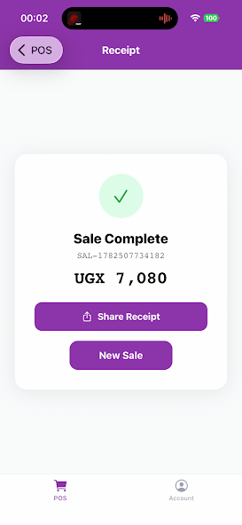 The mobile POS sale-complete receipt