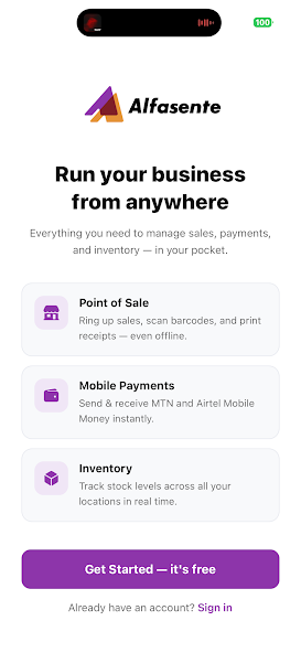 Alfasente POS — run your business from anywhere